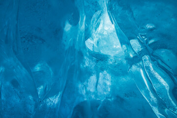 Beautiful view of an ice cave and surrounding area in Vatnajokull National Park (South Iceland)