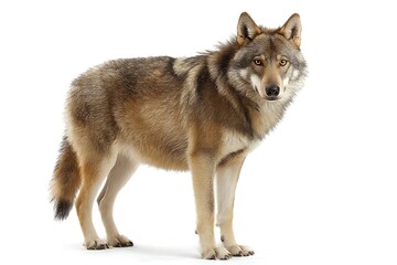  brown dire wolf in  white background art  
