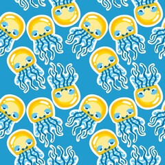 Summer ocean animals seamless jelly fish pattern for wrapping paper and kids clothes print and party accessories