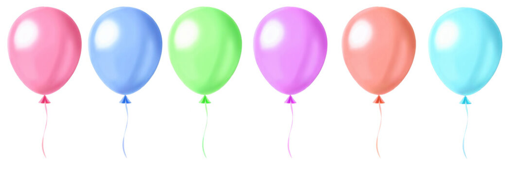 Set de globos de late estilo ilustraci&oacute;n aislados sobre fondo transparente. PNG.