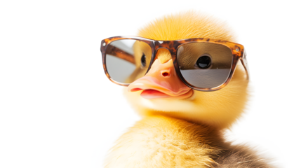 A baby duck wearing sunglasses