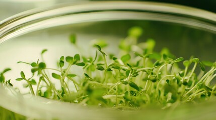 Fresh sprouts in a glass bowl