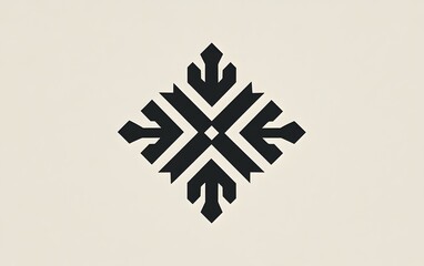 A striking black and white geometric design featuring a symmetrical snowflake pattern. Ideal for use in digital art, branding, or as a decorative element for various projects.