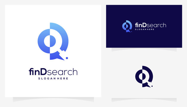 Abstract letter D with magnifying glass logo design ideas. Creative vector research development based icon template.