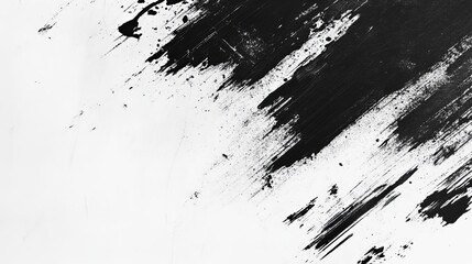Abstract Black Ink Brush Strokes Texture White Background Grunge Design Modern Art Artistic Painting Graphic Element Digital Illustration High        