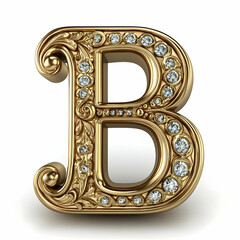 Ornate Gold Letter B 3D Render