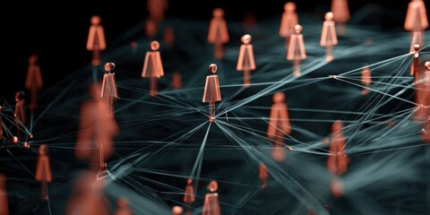 Abstract Digital Network with Human Icons