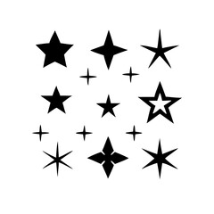 Twinkling stars. Sparkle star icons. Blink glitter and glowing icon. Transparent PNG