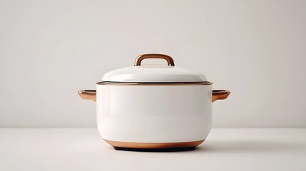 White Pot with Copper Accents, and Studio Shot.