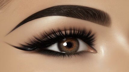 Fototapeta premium Dramatic Eye Makeup Closeup with Long Lashes and Defined Brows