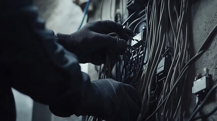 Technician Working on Electrical Wiring