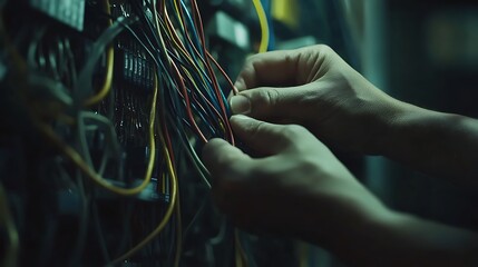 Hands Working with Electrical Wires