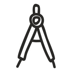 Compass Tool Vector Icon in Black on Transparent Background for Architecture Software, Education Platforms, and Design Interfaces