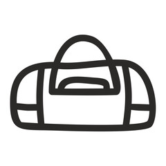 Duffle Bag Vector Icon in Black on Transparent Background for Packing Checklists, Travel Gear Apps, and Fitness Dashboards