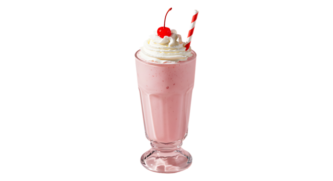 strawberry milkshake isolated on white
