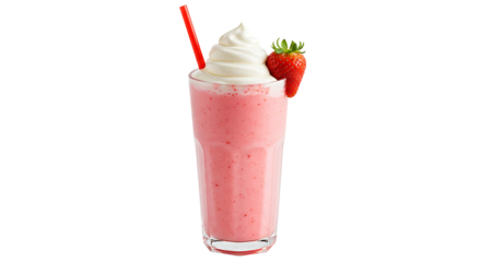 strawberry milkshake isolated on white