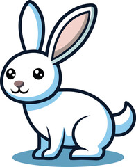 Minimal Vector Rabbit Drawing with Fluffy Tail and Large Ears.
