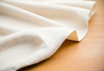 A close up of a white fabric on a table.