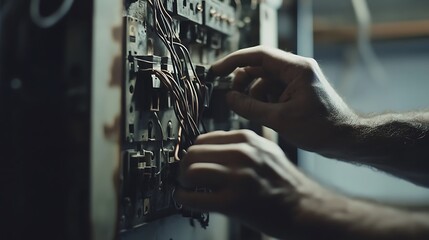 Hands Working on Electrical Wiring Panel