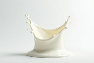 Single vibrant milk splash, pristine white backdrop , food, drink