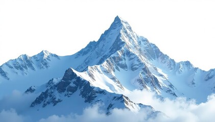 Obraz premium Snow covered mountain peak, dramatic silhouette on bright white , white, texture, art