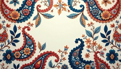 Soft, muted paisley, continuous design in calming hues , vintage, calming