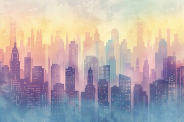 Vibrant cityscape at dawn