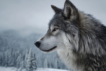 Fototapeta premium Stunning dire wolf illustration in forest with crisp details 