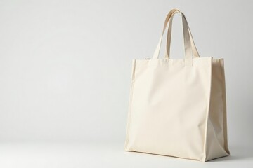 Stylish canvas shopping bag, white background , background, bag, cotton bag