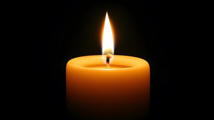 Single Lit Candle Flame Burning Dark Background