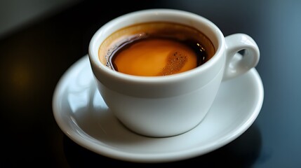 Espresso Coffee Cup on Saucer Dark Background