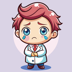 Obraz premium Sad cartoon doctor with tears