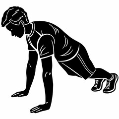 Pushup Workout Silhouette Of A Young Man Exercising To Build Strength