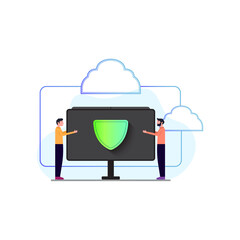 Cloud Data Security and Shield Protection Illustration