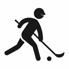 Obraz premium Silhouette Of Hockey Player In Action Striking Ball With Stick Illustration