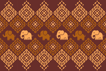 Geometric, Gold,yellow,red,
Beautiful Thailand,elephant pattern,thai pattern,seamless,Traditional,ethnic,fabric pattern for textiles,rugs, wallpaper,clothing, sarong,batik,print,background,illustrat