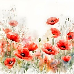 Red poppy flowers in the field