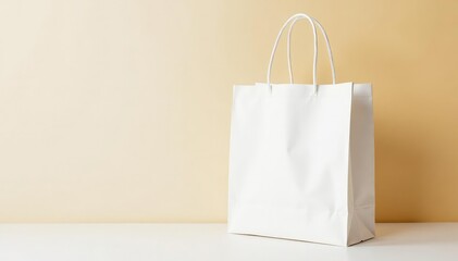 White cotton shopping bag, folded handles, pure white , soft, tote bag