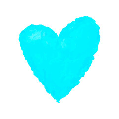 Elegant watercolor blue heart illustration in aquarelle style. Hand drawn watercolor heart isolated on white background. Romantic watercolor heart for Valentines day, love and wedding decorations.