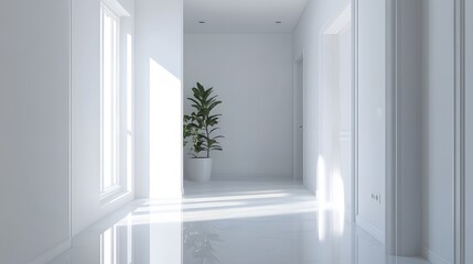 Bright White Hallway Interior Design.