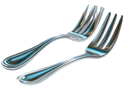 Shiny Metallic Forks on Black Background Perfect for Culinary Dining and Tableware Design