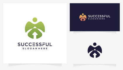 Personal success logo design ideas. Vector human achievement based icon template.