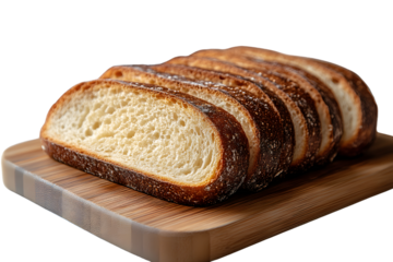 Slices of Crusty Bread on Wooden Board