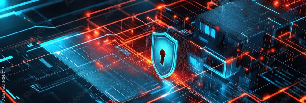 Wall mural secure graphic layout showcasing digital locks and network protection concepts
