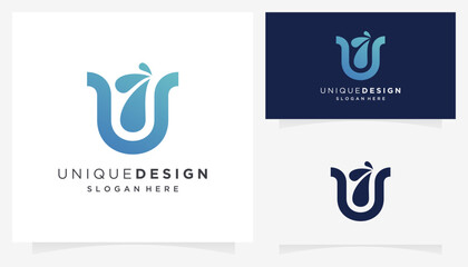 Abstract letter U with liquid splash logo design ideas. Creative vector based icon template.