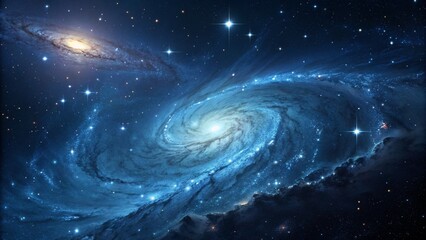 A captivating view of a spiral galaxy with bright stars and swirling cosmic dust in the vast expanse of space created with generated ai