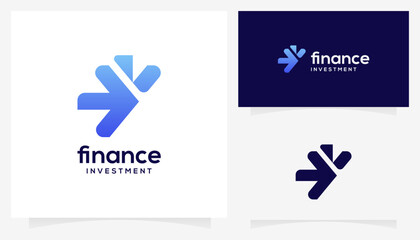 Abstract letter Y with arrow financial growth logo design ideas. Creative vector based icon template.