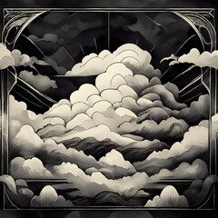 Fototapeta premium Old style cloudscape, cloudy sky background. Vintage, grunge style for nature or abstract concept