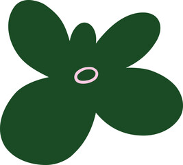 Abstract dark green floral design with organic details for decoration