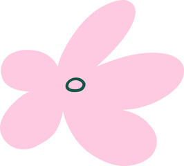 Hand drawn pink five-petal floral design for decoration